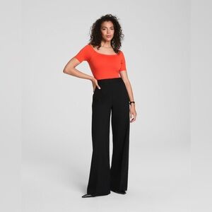 SPANX Wide Leg Pants in Black with Orange Top Styling